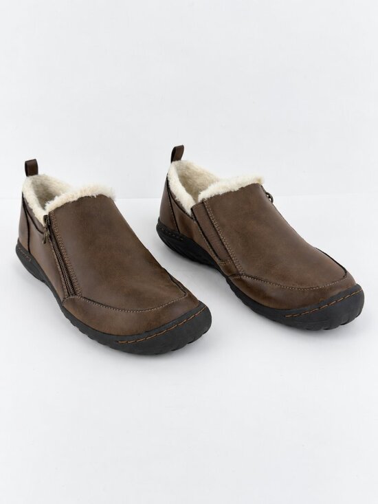 Jsport Shoes - J Sport Elenor Women's 8M Brown Faux Fur Lined Slip-On Shoes Side Zip